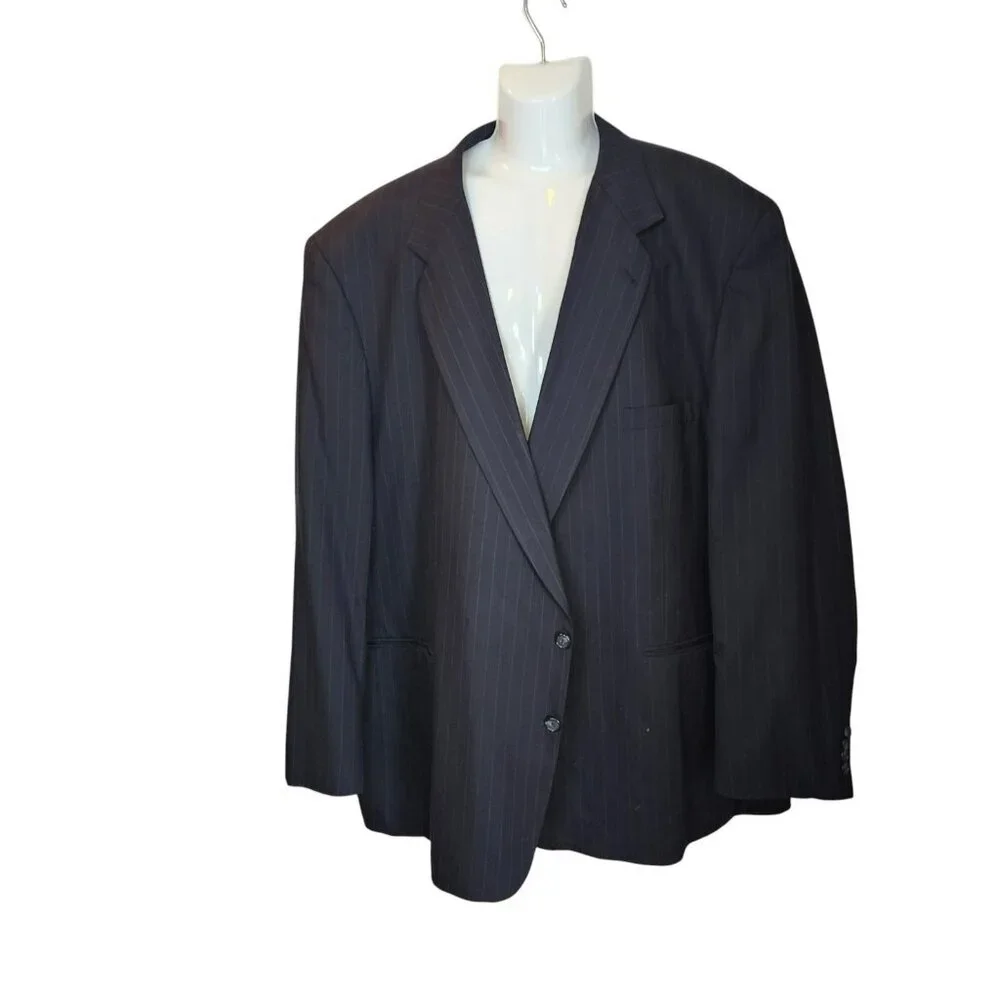 Robert Kent Wool Blazer 100%‎ Wool | 2-Button Pinstripe Suit Jacket 29x27